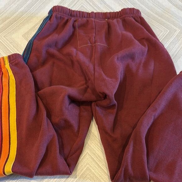 Aviator Nation Women’s Maroon Joggers with Colored Embroidered Side Stripes - XS - Picture 7 of 7
